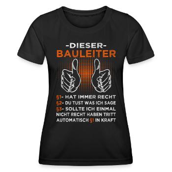 Bauleiter - Bauherr - Baustelle Eigenheim - Frauen Funktions-T-Shirt - Schwarz - Vorne - AI Model Female 172 light (172cm)