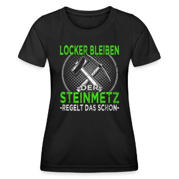 Steinmetz - Steinbearbeitung - Bildhauer - Frauen Funktions-T-Shirt - Schwarz - Vorne - AI Model Female 172 light (172cm)