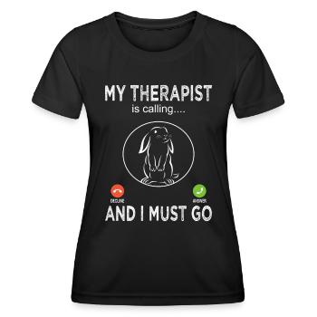 My Therapist Is Calling Rabbit - Rabbit Breeding - Women's Functional T-Shirt - black - Front - AI Model Female 172 light (172cm)
