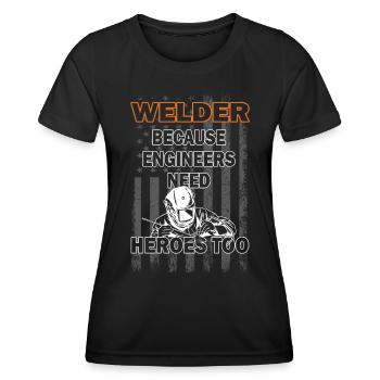 Schweißer - Schweißerspruch - Metallbau - Frauen Funktions-T-Shirt - Schwarz - Vorne - AI Model Female 172 light (172cm)