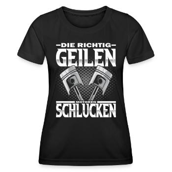 Mortoren - Tuning Werkstatt - Schrauber - Frauen Funktions-T-Shirt - Schwarz - Vorne - AI Model Female 172 light (172cm)