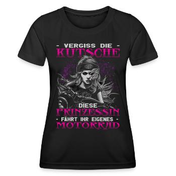 Motorradfahrerin - Bikerin / Bikerfrauen - Frauen Funktions-T-Shirt - Schwarz - Vorne - AI Model Female 172 light (172cm)