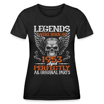 Legends were born in 1953 - 70th birthday - Women's Functional T-Shirt - black - Front - AI Model Female 172 light (172cm)