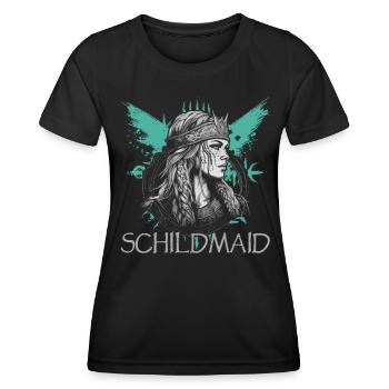 Schildmaid | Wikinger | Nordisch - Frauen Funktions-T-Shirt - Schwarz - Vorne - AI Model Female 172 light (172cm)