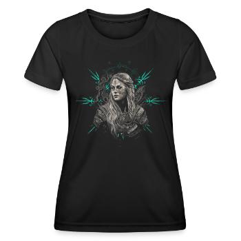 Schildmaid | Wikinger | Nordisch - Frauen Funktions-T-Shirt - Schwarz - Vorne - AI Model Female 172 light (172cm)