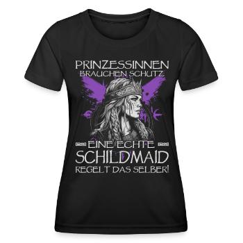 Eine echte Schildmaid | Wikinger | Nordisch - Frauen Funktions-T-Shirt - Schwarz - Vorne - AI Model Female 172 light (172cm)