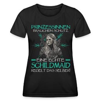 Eine echte Schildmaid | Wikinger | Nordisch - Frauen Funktions-T-Shirt - Schwarz - Vorne - AI Model Female 172 light (172cm)