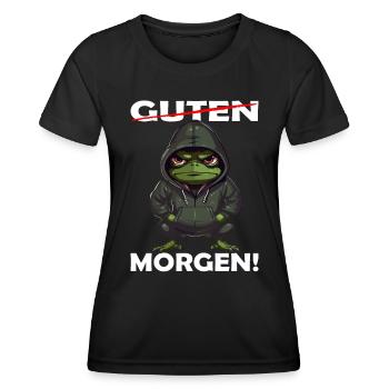 Guten Morgen - sarkastischer ironischer Bürohumor - Frauen Funktions-T-Shirt - Schwarz - Vorne - AI Model Female 172 light (172cm)
