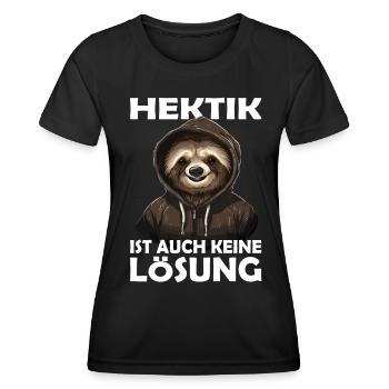 Hektik ist auch keine Lösung Bürohumor - Frauen Funktions-T-Shirt - Schwarz - Vorne - AI Model Female 172 light (172cm)