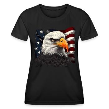 Patriotic USA Eagle | Joyeux 4 juillet - T-shirt sport Femme - noir - Devant - AI Model Female 172 light (172cm)