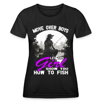 This girl show you how to fish - Angler - Fishing - Women's Functional T-Shirt - black - Front - AI Model Female 172 light (172cm)