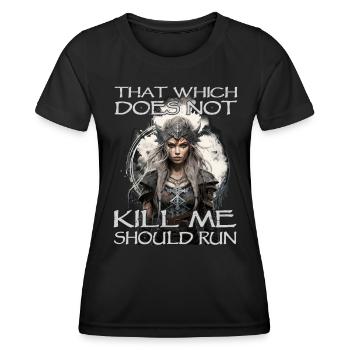 Vikings | Vikinger nordique | Bouclier Maiden - T-shirt sport Femme - noir - Devant - AI Model Female 172 light (172cm)