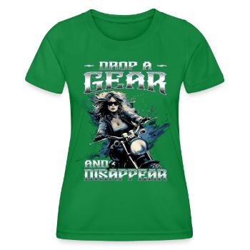 Motorradfahrerin - Bikerin / Bikerfrau - Frauen Funktions-T-Shirt - Kelly Green - Vorne - AI Model Female 172 dark (172cm)
