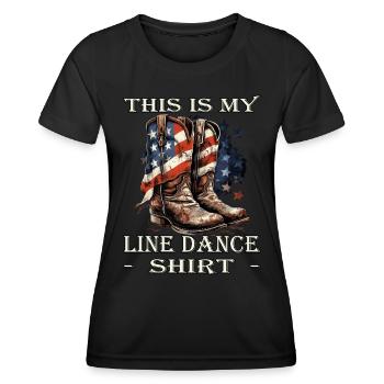 This is my Line Dance Shirt | Lindance - Frauen Funktions-T-Shirt - Schwarz - Vorne - AI Model Female 172 light (172cm)