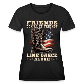 Line Dance Friends | Lindance - Frauen Funktions-T-Shirt - Schwarz - Vorne - AI Model Female 172 light (172cm)
