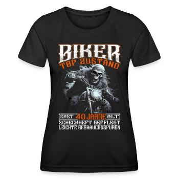 Motorradfahrer & Biker 40. Geburtstag - Frauen Funktions-T-Shirt - Schwarz - Vorne - AI Model Female 172 light (172cm)