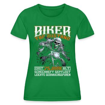 Motorradfahrer & Biker 75. Geburtstag - Frauen Funktions-T-Shirt - Kelly Green - Vorne - AI Model Female 172 dark (172cm)