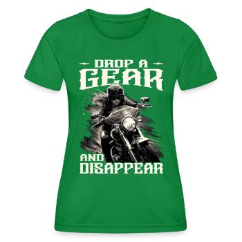 Motorradfahrerin - Bikerin / Bikerfrau - Frauen Funktions-T-Shirt - Kelly Green - Vorne - AI Model Female 172 dark (172cm)
