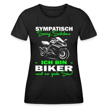 Motorrad | Motorradfahrer & Biker Spüche - Frauen Funktions-T-Shirt - Schwarz - Vorne - AI Model Female 172 light (172cm)