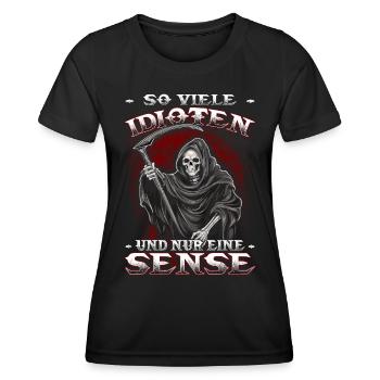 So viele Idioten und nur eine Sense - Sensenmann - Frauen Funktions-T-Shirt - Schwarz - Vorne - AI Model Female 172 light (172cm)