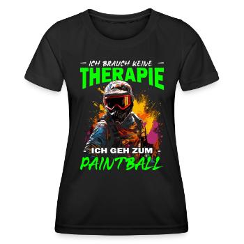 Ich brauch keine Therapie ich geh zum Paintball - Frauen Funktions-T-Shirt - Schwarz - Vorne - AI Model Female 172 light (172cm)