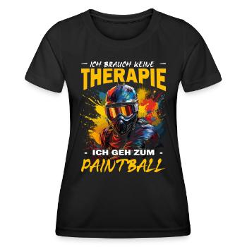 Ich brauch keine Therapie ich geh zum Paintball - Frauen Funktions-T-Shirt - Schwarz - Vorne - AI Model Female 172 light (172cm)