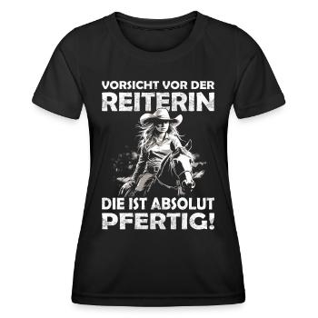 Turnier Trottel - Westernpferd & Westernreiter - Frauen Funktions-T-Shirt - Schwarz - Vorne - AI Model Female 172 light (172cm)