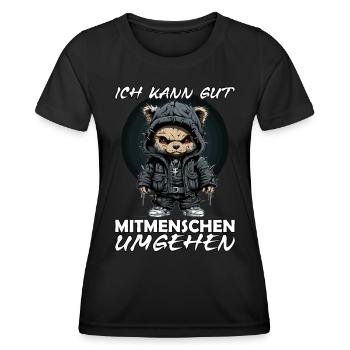 Ich kann gut mit Menschen umgehen - Sarkasmus - Frauen Funktions-T-Shirt - Schwarz - Vorne - AI Model Female 172 light (172cm)