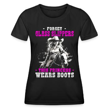 Westernreiten - Westernreiterin - Westernpferd - Frauen Funktions-T-Shirt - Schwarz - Vorne - AI Model Female 172 light (172cm)