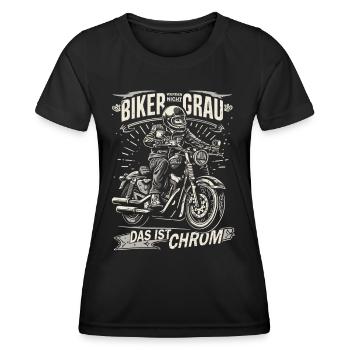 Biker werden nicht grau Motorradfahrer & Biker Opa - Frauen Funktions-T-Shirt - Schwarz - Vorne - AI Model Female 172 light (172cm)