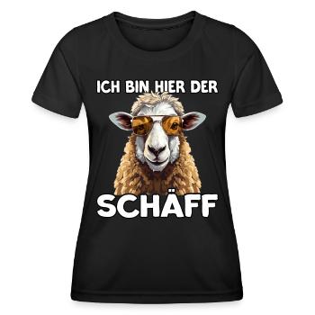 Schäff | Chef | Teamleiter| Abteilungsleiter - Frauen Funktions-T-Shirt - Schwarz - Vorne - AI Model Female 172 light (172cm)