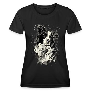 Border Collie Schäferhund | Hütehund - Frauen Funktions-T-Shirt - Schwarz - Vorne - AI Model Female 172 light (172cm)