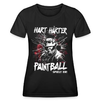 Hart Härter Paintball spielt er | Paintballspieler - Frauen Funktions-T-Shirt - Schwarz - Vorne - AI Model Female 172 light (172cm)