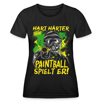 Hart Härter Paintball spielt er | Paintballspieler - Frauen Funktions-T-Shirt - Schwarz - Vorne - AI Model Female 172 light (172cm)