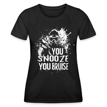 Paintball disant que vous dormez, vous avez des ecchymoses | Paintball - T-shirt sport Femme - noir - Devant - AI Model Female 172 light (172cm)