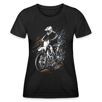 Dirtbike und Motorrad Motocross - Frauen Funktions-T-Shirt - Schwarz - Vorne - AI Model Female 172 light (172cm)