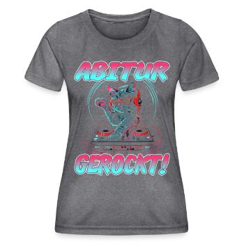 Abschlussklasse Abiturient | Abitur gerockt - Frauen Funktions-T-Shirt - dunkle Melange  - Vorne - AI Model Female 172 light (172cm)