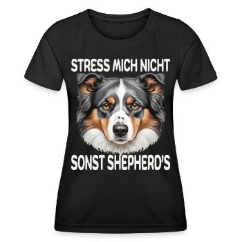 Australian Shepherd Stress mich nicht - Frauen Funktions-T-Shirt - Schwarz - Vorne - AI Model Female 172 light (172cm)