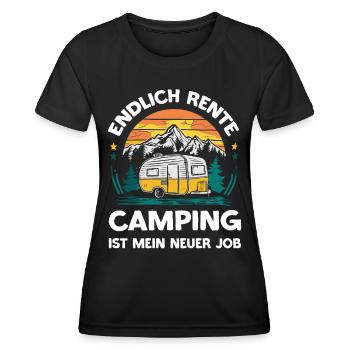 Endlich Rente Camping ist mein neuer Job | Campen - Frauen Funktions-T-Shirt - Schwarz - Vorne - AI Model Female 172 light (172cm)