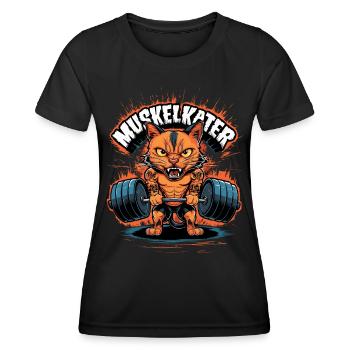 Muskelkater | Fitness Bodybuilder | Kraftsport - Frauen Funktions-T-Shirt - Schwarz - Vorne - AI Model Female 172 light (172cm)
