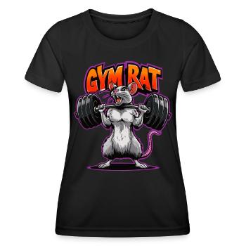 Gym Rat Kraftsport | Bodybuilder | Fitnesstrainer - Frauen Funktions-T-Shirt - Schwarz - Vorne - AI Model Female 172 light (172cm)