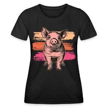 Mignon petit cochon vintage - T-shirt sport Femme - noir - Devant - AI Model Female 172 light (172cm)