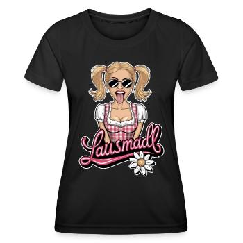 Lausmadl Tracht Dirndl Ersatz - Frauen Funktions-T-Shirt - Schwarz - Vorne - AI Model Female 172 light (172cm)
