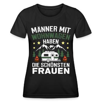 Männer mit Wohnwagen haben die schönsten Frauen - Frauen Funktions-T-Shirt - Schwarz - Vorne - AI Model Female 172 light (172cm)