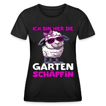 Ich bin hier die Garten Schäffin | Chefin Gärtner - Frauen Funktions-T-Shirt - Schwarz - Vorne - AI Model Female 172 light (172cm)