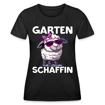 Ich bin hier die Garten Schäffin | Chefin Gärtner - Frauen Funktions-T-Shirt - Schwarz - Vorne - AI Model Female 172 light (172cm)