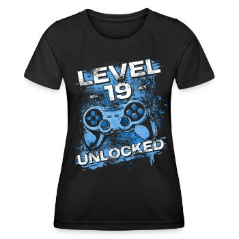 Gamer Level 19 Unlocked - Gaming - Frauen Funktions-T-Shirt - Schwarz - Vorne - AI Model Female 172 light (172cm)