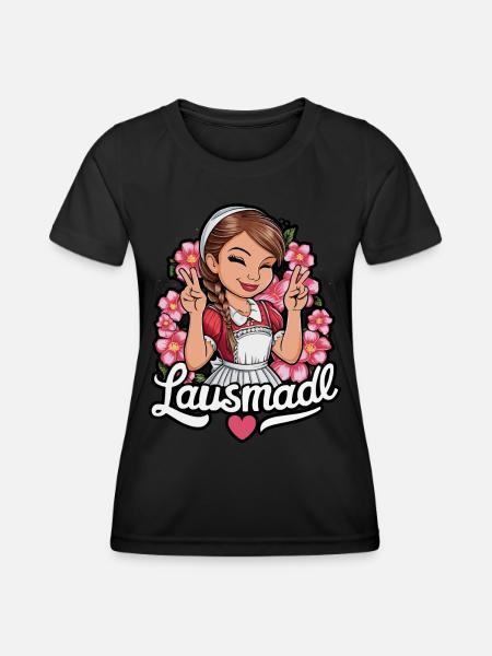 Lausmadl Tracht Dirndl Ersatz - Frauen Funktions-T-Shirt - Schwarz