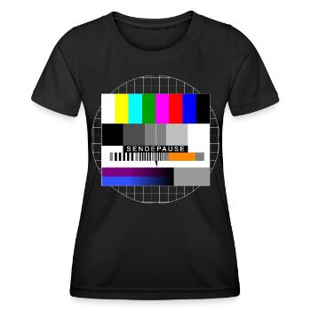 Sendepause Testbild - Frauen Funktions-T-Shirt - Schwarz - Vorne - AI Model Female 172 light (172cm)