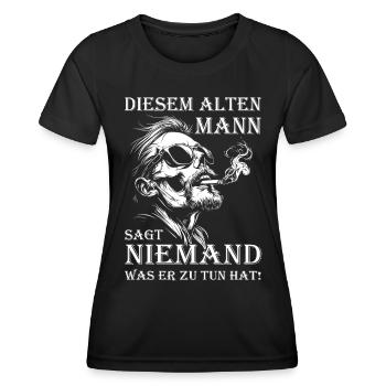 Diesem alten Mann | Motorradfahrer | Biker - Frauen Funktions-T-Shirt - Schwarz - Vorne - AI Model Female 172 light (172cm)